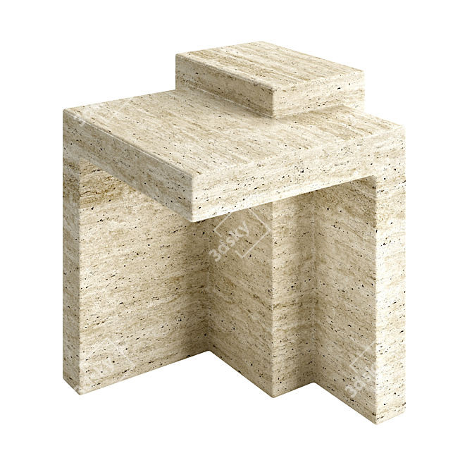 Chic Travertine Accent Table: Modern Minimalism 3D model image 2