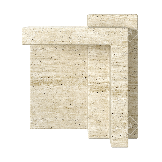 Chic Travertine Accent Table: Modern Minimalism 3D model image 3