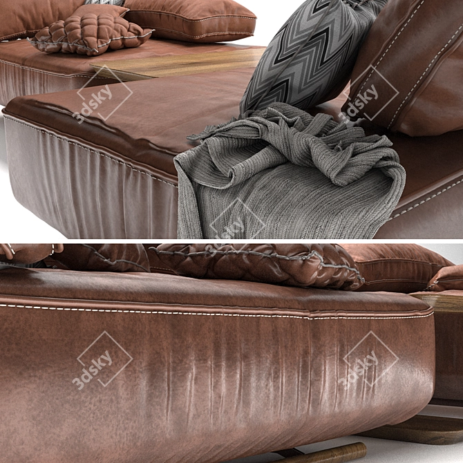 Natuzzi Cava Leather Sofa 3D model image 4