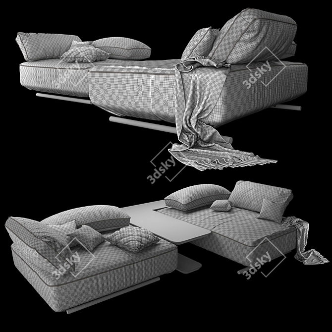 Natuzzi Cava Leather Sofa 3D model image 5