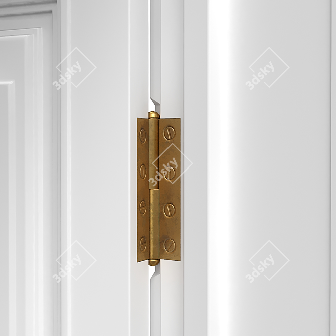 Classic Panelled Door with Brass Hardware 3D model image 3