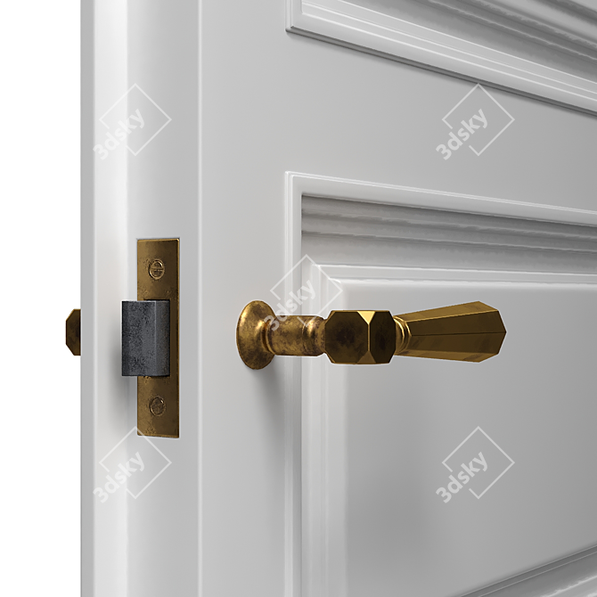 Classic Panelled Door with Brass Hardware 3D model image 4