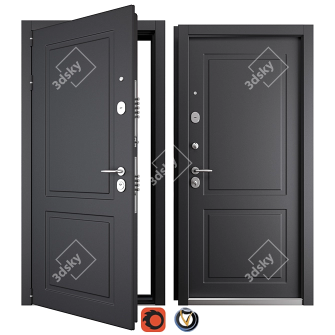 Scandi 2 Holz Entrance Metal Door 3D model image 1