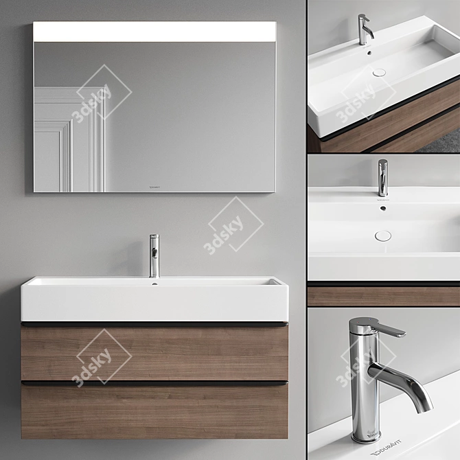 D-Neo Vanity Set: Modern-Design Wall-Mounted Unit 3D model image 1