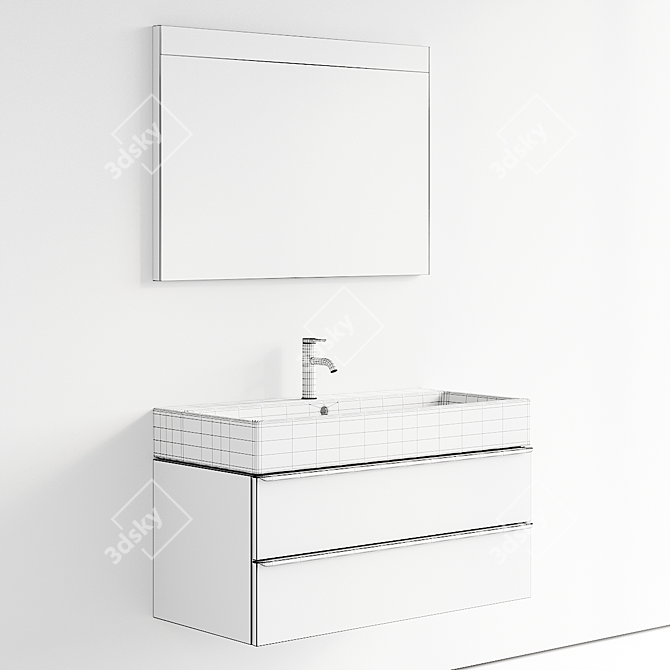 D-Neo Vanity Set: Modern-Design Wall-Mounted Unit 3D model image 5