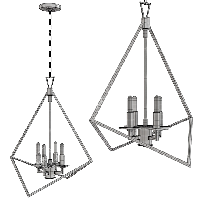 Sleek Trapezoid Cage Pendant 3D model image 2