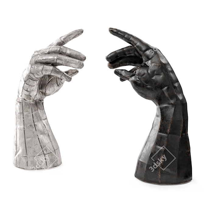 Patchwork Metal Hand Sculpture 3D model image 1