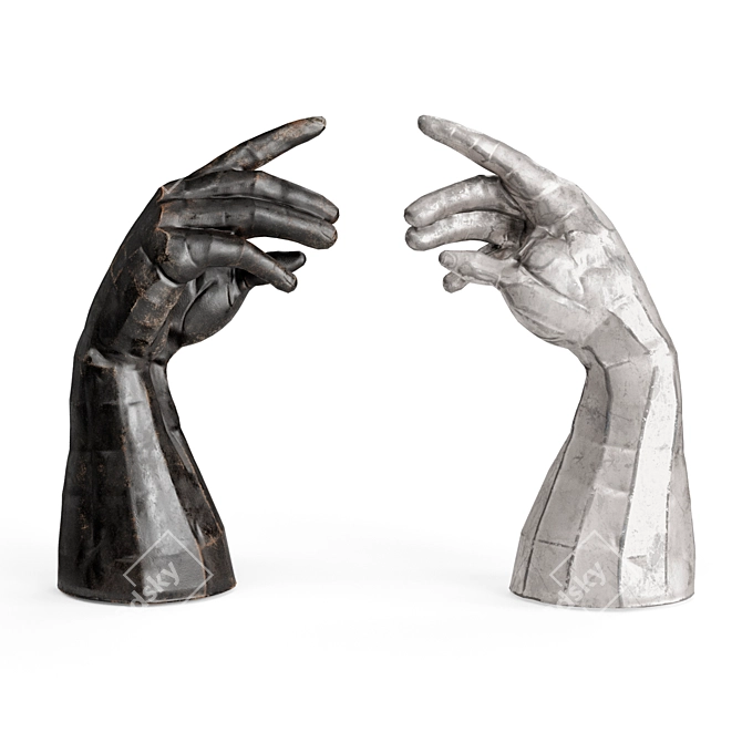 Patchwork Metal Hand Sculpture 3D model image 3