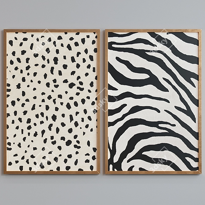 Sleek Frame Set: Leopard & Zebra Prints 3D model image 4