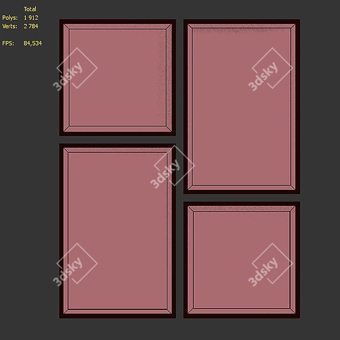 Modern Abstract Picture Frame Set 3D model image 7