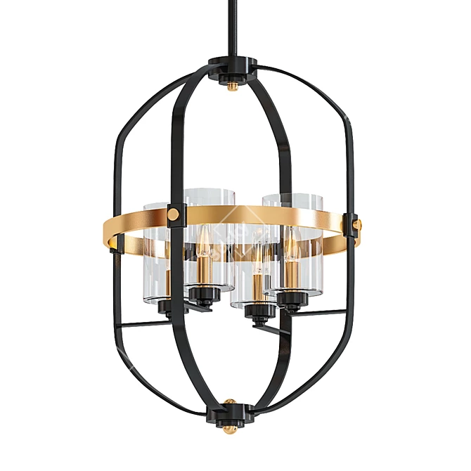 Boho 4-Light Foyer Pendant 3D model image 1