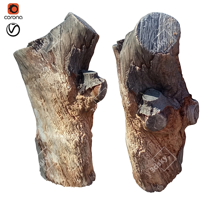 Natural Wood Tree Trunk Sculpture 3D model image 1