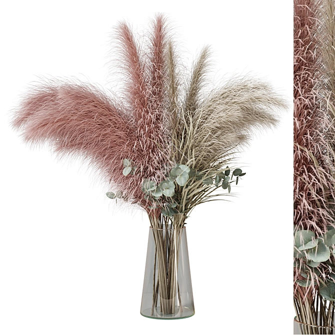 Delicate Dried Flower Bouquet 3D model image 1