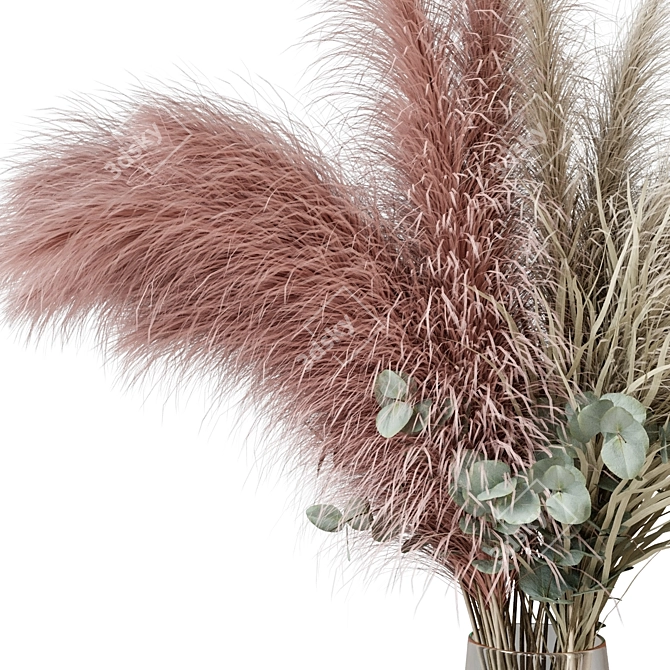 Delicate Dried Flower Bouquet 3D model image 2