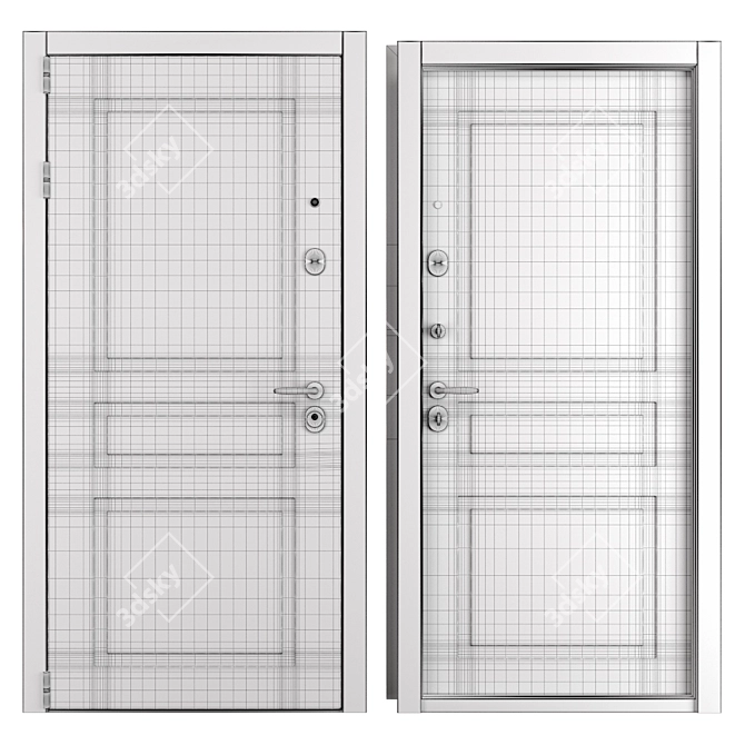 Modern Scandi Metal Entrance Door 3D model image 4