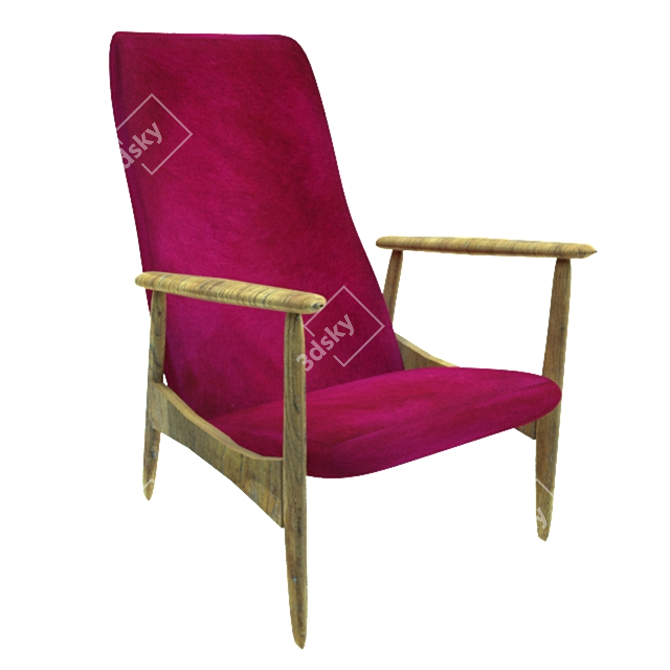 Retro-inspired 70s Armchair 3D model image 1