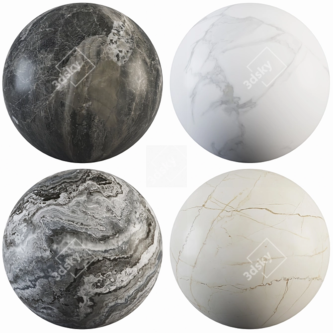 Luxury Marble Collection: Delicate Cream, Fantasy Gray, Orobico, Calacatta White 3D model image 1