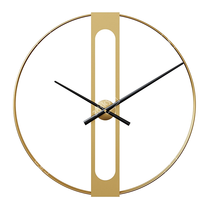 Golden Elegance Wall Clock 3D model image 2