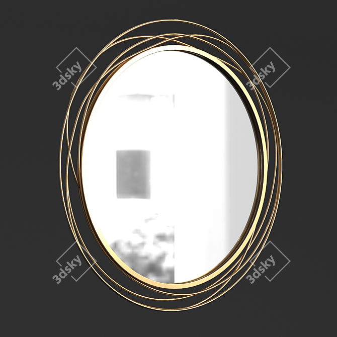 Golden Sunburst Wall Mirror 3D model image 2