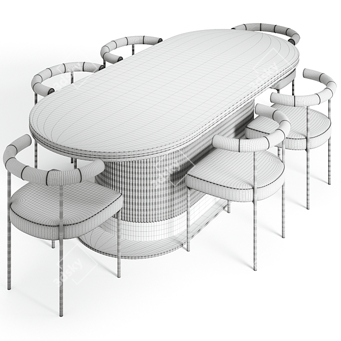 Elegant Cocoon Table & Kashmir Chair 3D model image 5