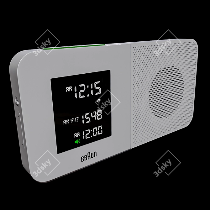 Sleek Braun Digital Alarm Clock 3D model image 2