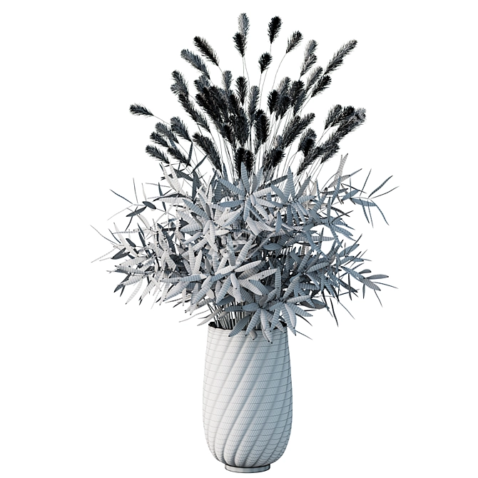 Elegant Dried Flower Bouquet 3D model image 3