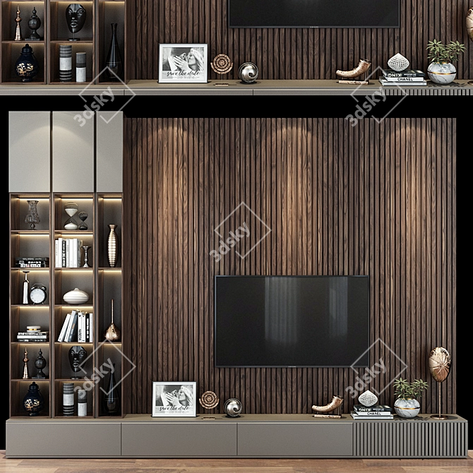 Modern TV Wall Set 270 3D model image 1