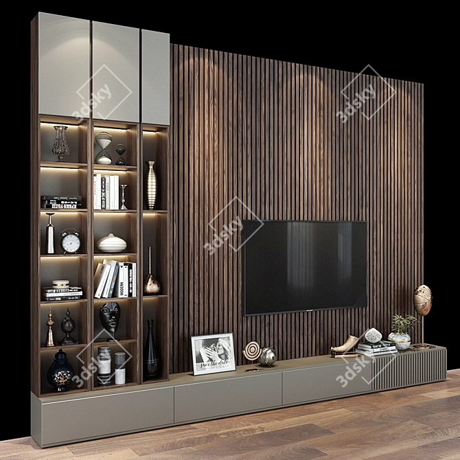 Modern TV Wall Set 270 3D model image 3