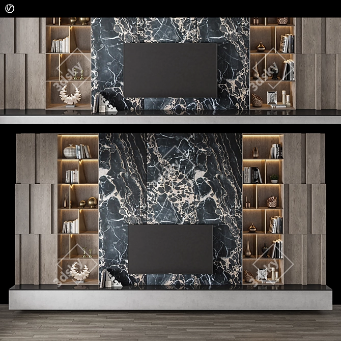 Modern 16 TV Wall Rack 3D model image 1