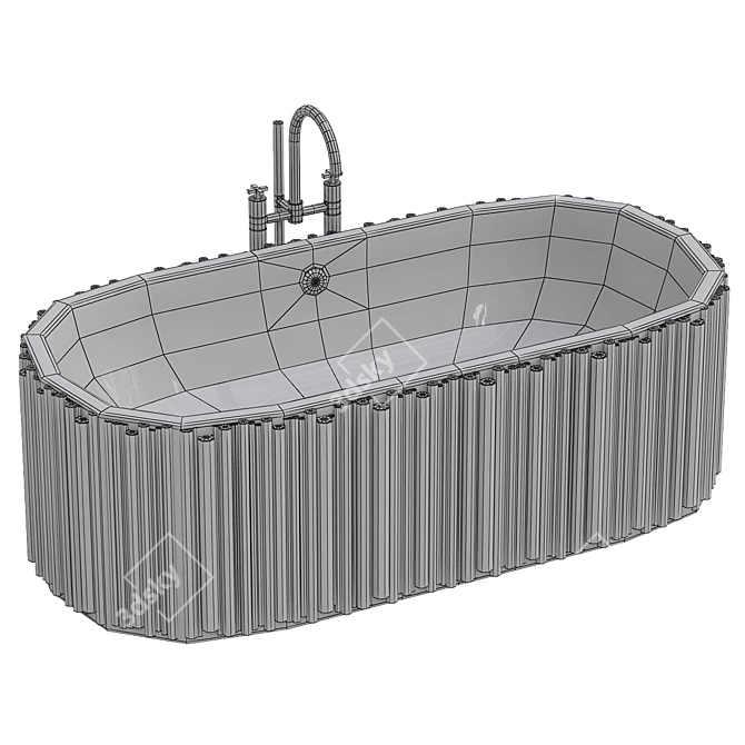 Elegant Symphony Oval Bathtub 3D model image 2