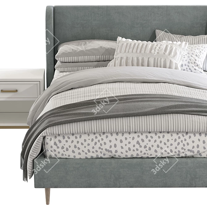 Wren Wingback Upholstered Bed - Elegant and Stylish 3D model image 4