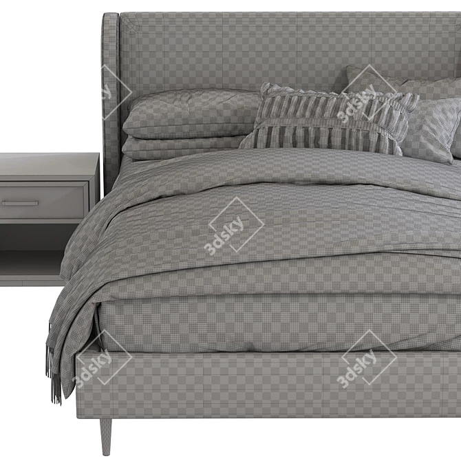 Wren Wingback Upholstered Bed - Elegant and Stylish 3D model image 5