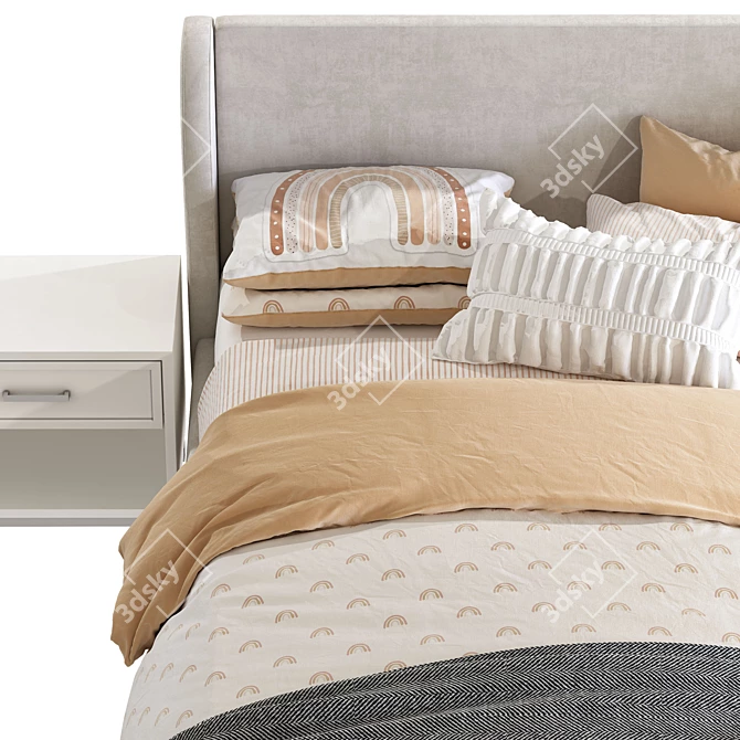 Wren Wingback Upholstered Bed - Elegant and Stylish 3D model image 6