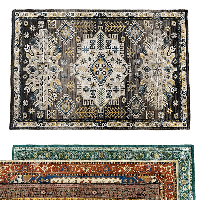 Elegant Vintage Rug 3D model image 2