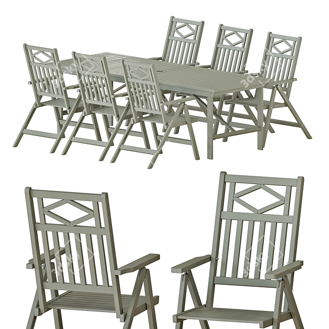 IKEA BONDHOLMEN Table and Chairs Set 3D model image 1