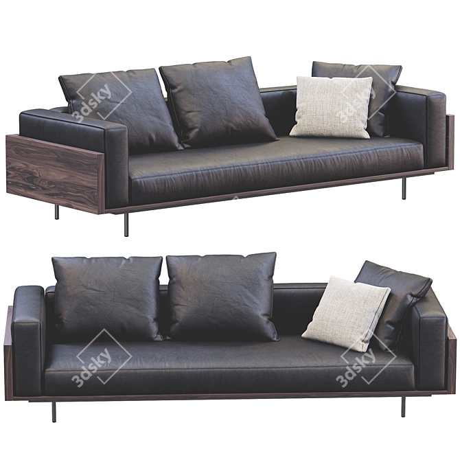 Sophisticated Leather Sofa - Brasilia by Minotti 3D model image 2