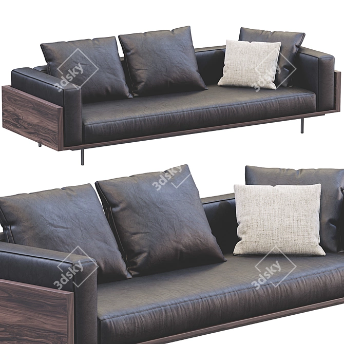 Sophisticated Leather Sofa - Brasilia by Minotti 3D model image 3