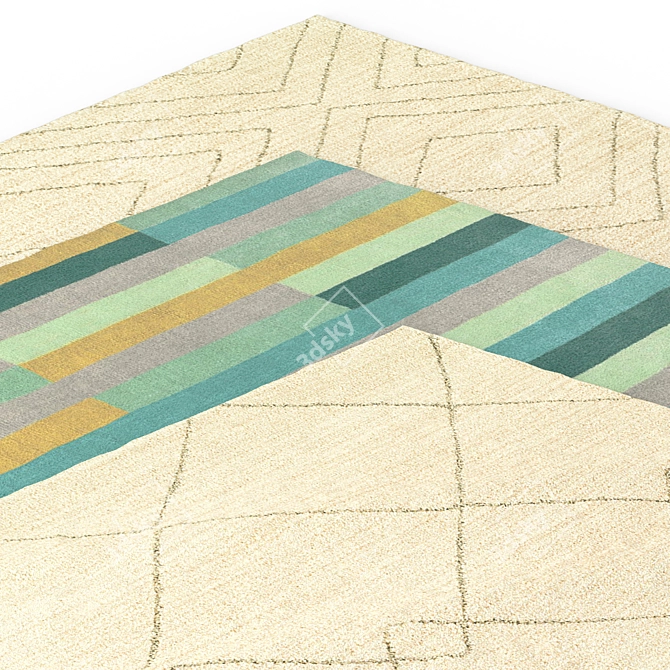 Colorful Handcrafted Rug: IKEA KROENGE (KRÖNGE) 3D model image 3