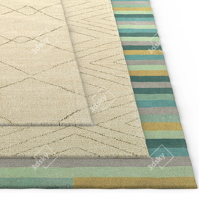 Colorful Handcrafted Rug: IKEA KROENGE (KRÖNGE) 3D model image 4