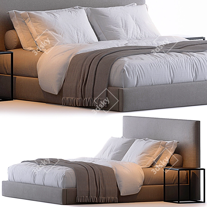 Sullivan Fabric Platform Bed 3D model image 1