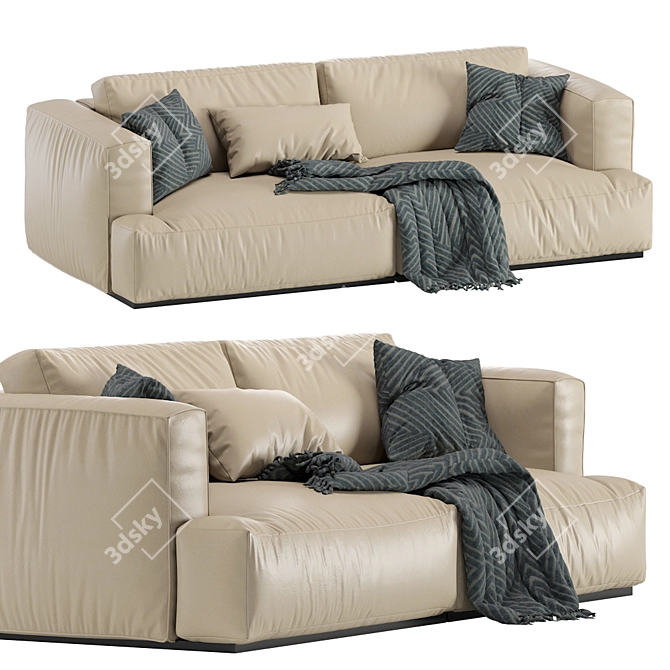 Sleek Muuto Connect Leather Sofa 3D model image 1