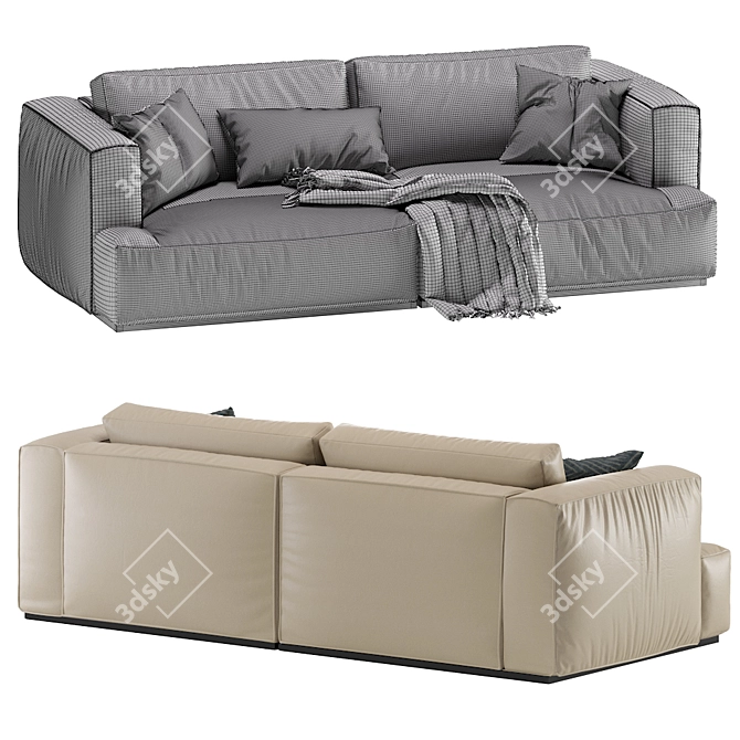 Sleek Muuto Connect Leather Sofa 3D model image 3