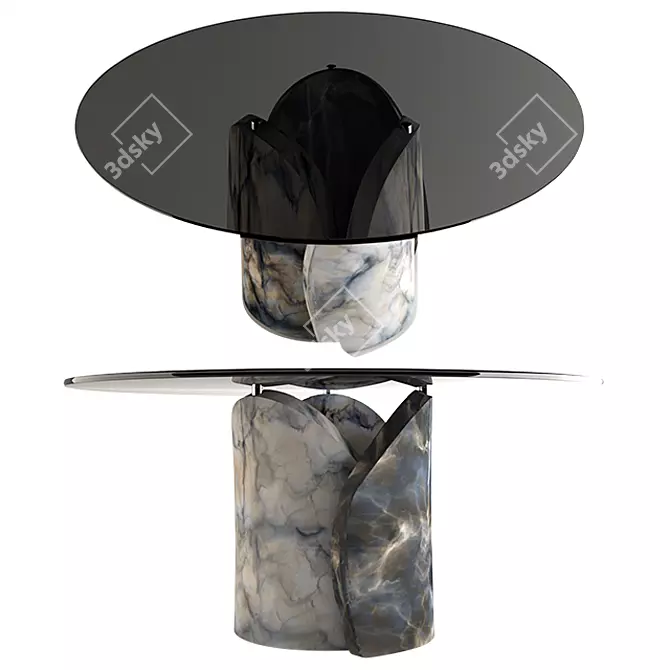 Ethereal Round Marble Table 3D model image 1