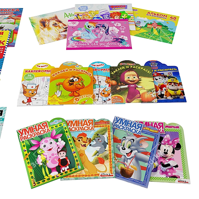 Colorful Kids' Books & Drawing Albums 3D model image 3