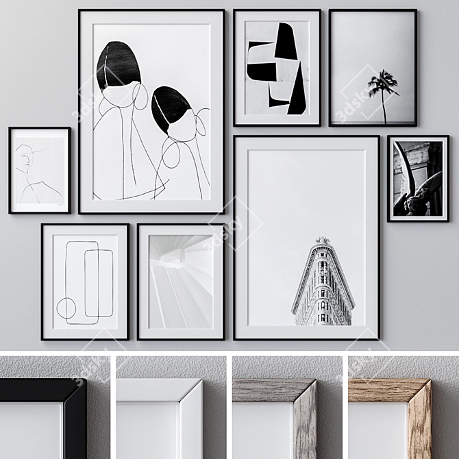 Elegant Set of Framed Wall Art 3D model image 1