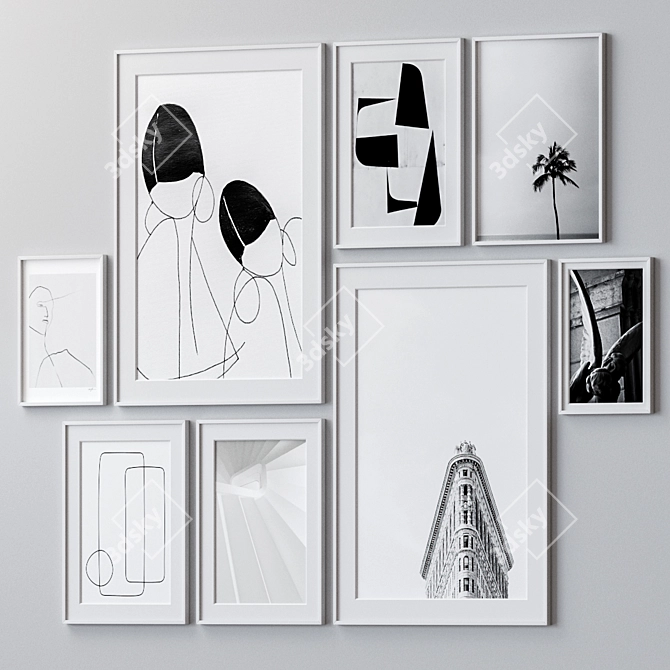 Elegant Set of Framed Wall Art 3D model image 2