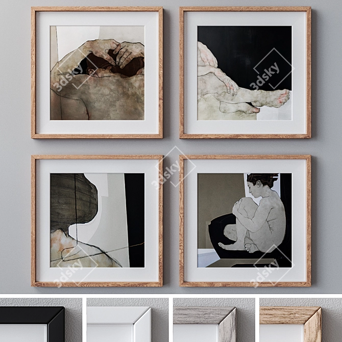 Versatile Set of 4 Wall Paintings 3D model image 1