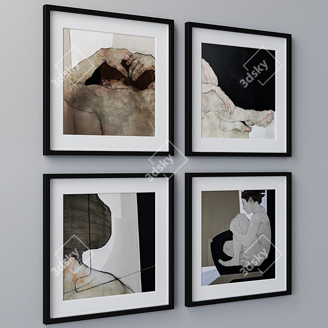 Versatile Set of 4 Wall Paintings 3D model image 2