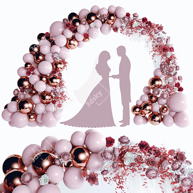 Enchanting Balloon and Floral Wedding Arch 3D model image 1