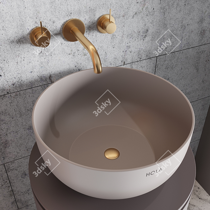 Modern Bath Set: Sink, Mirror, Wardrobe 3D model image 3